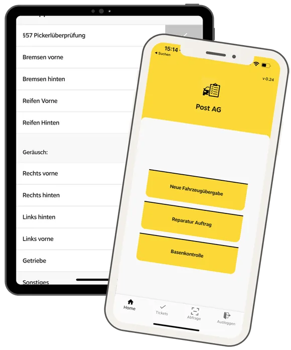 Die Fuhrpark-App auf Tablet und Smartphone